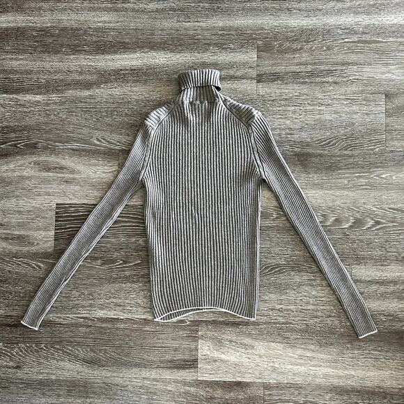 EUC By Malene Birger Reyne Ribbed Merino Wool Turtleneck Taupe Sweater Sz Large - Picture 6 of 16